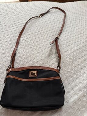 Dooney & Bourke Black Crossbody with Brown Leather Trim